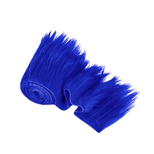 FabricLA; Faux Fur Fabric by FabricLA - 4 Inch x 60 Inch Precut Royal Blue Fur Trim Rolls | Ideal for Crafts & Decor; Category:Fashion Faux Fur; Image:1